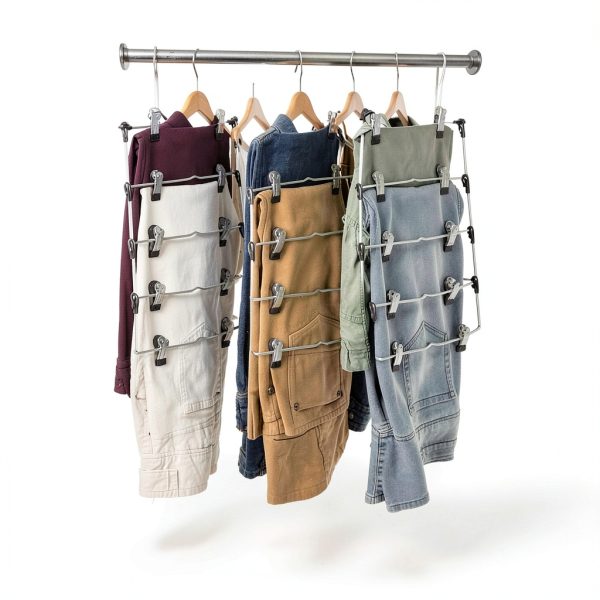 Zober Chrome Metal Pants Hangers 20 Pack Anti‑Slip Foldable-8