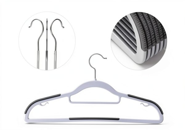 Plastic Pant Hanger TIMMY Gray Anti Slip Space Saving 50 Piece Pack-1