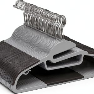 Amazon Basics Plastic Hangers 50 Pack Gray - S-Shape Design-0