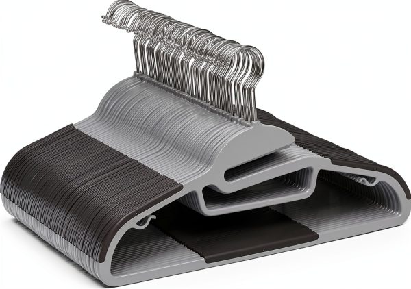 Amazon Basics Plastic Hangers 50 Pack Gray - S-Shape Design-0
