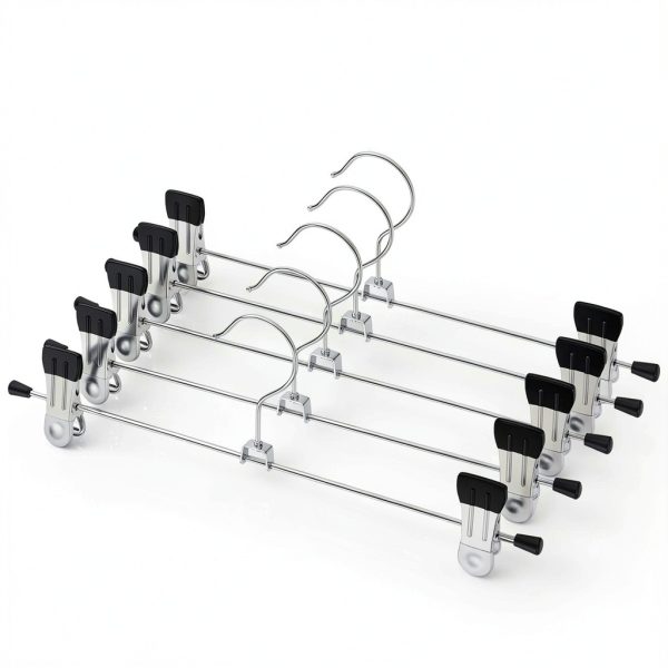 IEOKE Black Metal Pant Hangers 12‑Pack with Adjustable Clips-8