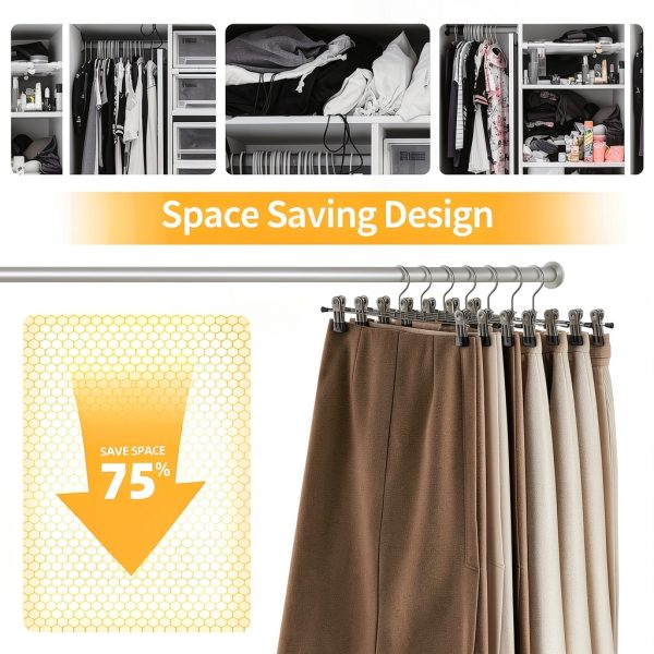 IEOKE Black Metal Pant Hangers 12‑Pack with Adjustable Clips-4