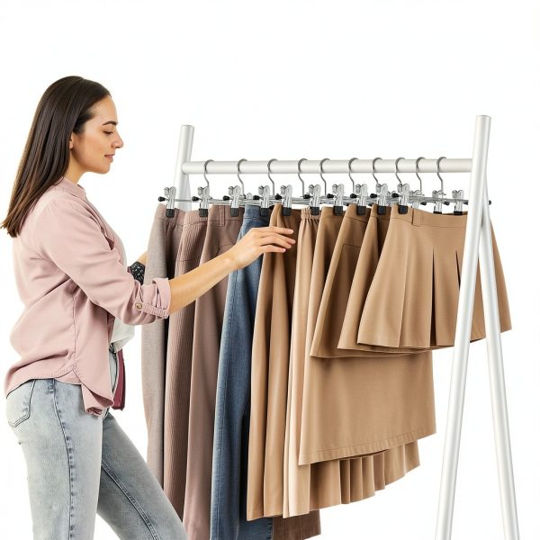 IEOKE Black Metal Pant Hangers 12‑Pack with Adjustable Clips-7