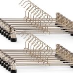 IEOKE Black Metal Pant Hangers 12‑Pack with Adjustable Clips-0