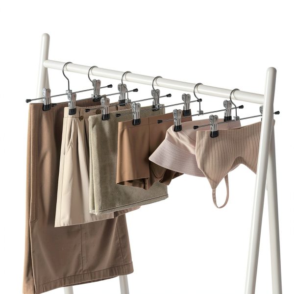 IEOKE Black Metal Pant Hangers 12‑Pack with Adjustable Clips-5