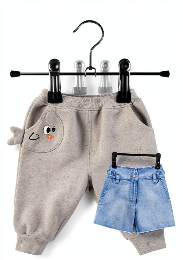 IEOKE Black Metal Pant Hangers 12‑Pack with Adjustable Clips-2