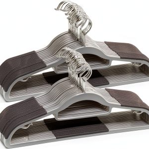 Plastic Pant Hanger TIMMY Gray Anti Slip Space Saving 50 Piece Pack-0